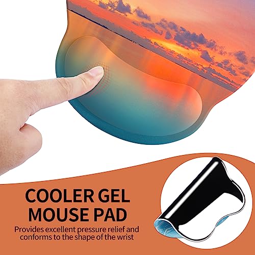 Mouse Pad with Wrist Rest, Comfortable Computer Mousepad with Gel Wrist Support Smooth Surface and Non-Slip PU Base for Pain Relief, Laptop, Office & Home (Oceanic Sunset) - color: Oceanic Sunset