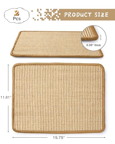 JanYoo 2 Pieces Bunny Scratch Pads, Sisal Rabbit Scratching Pad Bunny Scratcher Mat Guinea Pig Resting Mats for Cages, Small Animal Claws and Teeth Care Bedding Accessories(15.7x11.8in, Beige) - color: 3-Beige