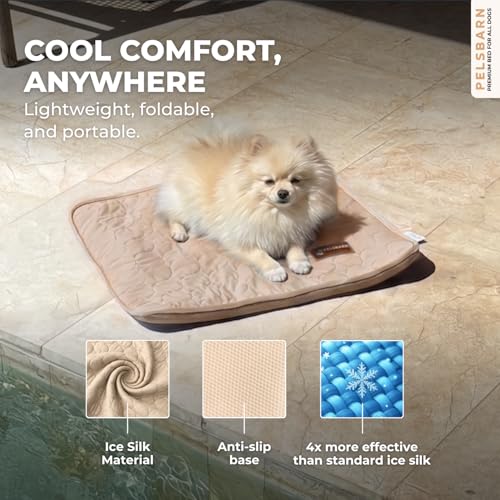 Dog Cooling Mat, Ice Silk Self-Cooling Pad, Light Beige, XS - color: Light Beige, size: X-Small