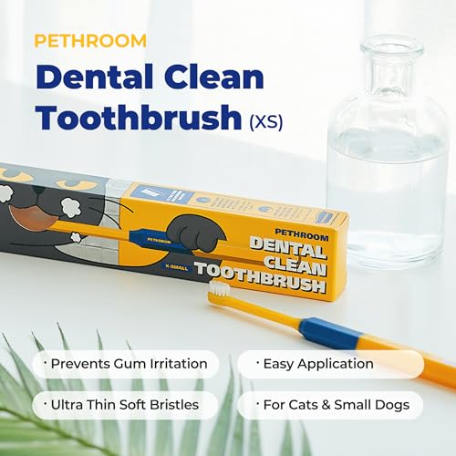PETHROOM Pet Toothbrush for Cats & Dogs, 10 × 5 mm Small Head (Extra Small) | Ultra-Soft Fine Bristles Gently Clean Teeth and Gumlines, Helping Remove Plaque, Ideal for Kittens & Small Dogs - color: Extra Small