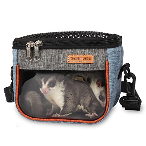 Sugar Glider Carrier Bag, Transparent Breathable Travel Bag for Hamster, Gecko,Baby Hedgehog, Transport Pouch with Breathable Mesh Top (Blue) - color: blue