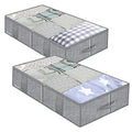 Onlyeasy Breathable Under Bed Storage Bags with 4 Reinforced Handles and Sturdy Side Wall, 2 Pack Eco-friendly Underbed Clothing Blankets Organizer with 2 Strong Zippers, Herringbone Grey, MXRUBBSS2P - color: Upgraded Firm Side Wall - Herringbone Grey