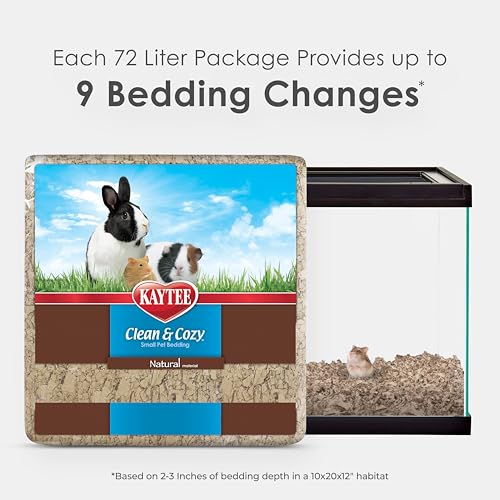 Kaytee Clean & Cozy Natural Paper Bedding, 72 Liter | Keeps habitats fresh. Small animal bedding for rabbits, guinea pigs, hamsters. Hamster bedding odor control, 99% dust-free - size: 72 Liter