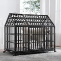 52 inch Heavy Duty Indestructible and Escape-Proof Dog Crate Cage for Large Giant Dogs, Steel Double Door Indoor High Anxiety Pet Kennel with Trays and Wheels, Extra Large XL XXL - size: 51.2"L x 29.5"W x 44.9"H