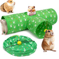 Tunnels with 3-Way Entrance - Cozy, Washable Guinea Pig Hideout - Interactive Cage Toys (Green) - color: Green