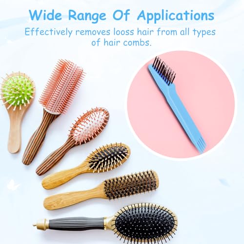 Yaomiao 2 Pcs Hair Brush Cleaner Tool 2-in-1, Light Blue Hairbrush Cleaner for Removing Hair Dust, Mini Comb for Removing Dirt, Home Salon Use - color: Light Blue