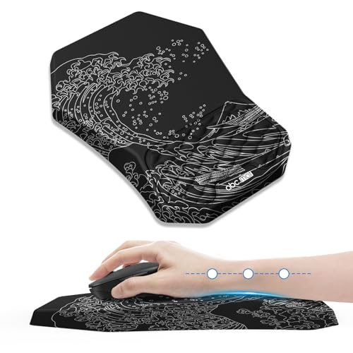 Ergonomic Mouse Pad Wrist Rest Support for Carpal Tunnel Pain Relief | Massage Design Mousepad, Memory Foam, Non-Slip PU Base for Computer Desk, Sea - color: Sea