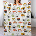 Cartoon Kawaii Sushi Super Soft Cozy Throw Blanket, Lightweight Fuzzy Comfy Flannel Blanket Warm Plush for Couch, Sofa, Bed Travel and Camping Gifts 50"x40" - color: Cartoon Sushi, size: 50"x40"