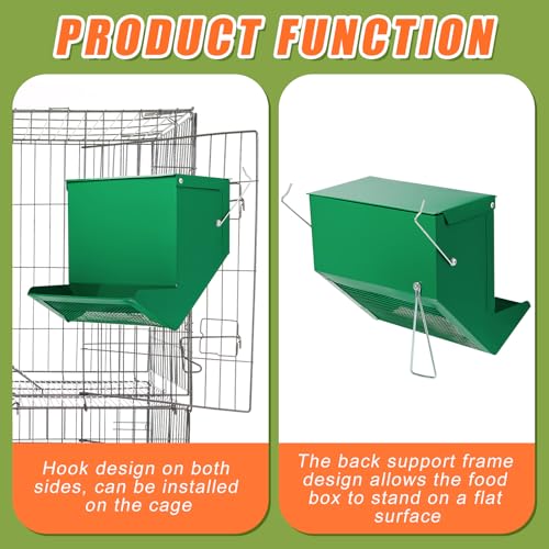 2 Pcs Rabbit Feeder for Cages Small Animal Food Pellet Dispenser with Lid Metal Chicken Grit Oyster Shell Squirrel Feeders Outside(7.7 Inches,Mesh Bottom,Green) - color: Green, size: 7.7 Inches, style: Mesh Bottom