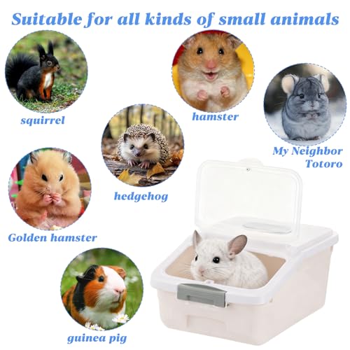 Large Chinchilla Sand Bath Container Kit Plastic Chinchilla Dust Bath Tub with Sand Cup and Sand Shovel Large Opening Clear Hamster Shower Room for Hedgehog Guinea Pig Squirrel Small Animals