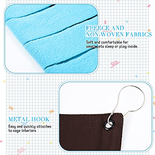 Shappy 2 Pcs Guinea Pig Hideout Hideaway Corner Fleece Toys Cage Accessories Cute Ferret Hammock for Ferrets Chinchillas Hedgehogs Small Pets(Brown with Blue, Black with Orange-Brown, Leopard)