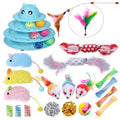 UPSKY 24 PCS Cat Toys Set with Teaser, Mice, Spring, and Various Ball Toys | Puzzle Kitten Toys, Sturdy Structure, Detachable Design, Easy to Assemble, Anti-Slip, Reduces Boredom for Indoor Cats - color: D-24PCS-Blue