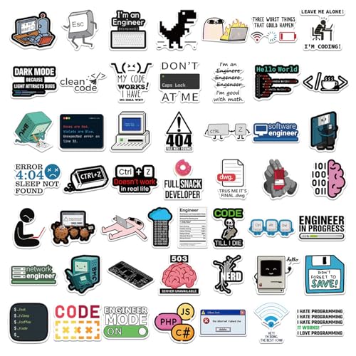 TheClover Programmer Stickers Set - Funny Coding Humor Crystal Stickers for Laptop, Water Bottle, Keyboard, Tech Gifts for Developers, Coder Decals with 3D Effect - style: Programmer Humor Crystal Stickers Set