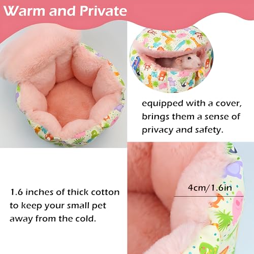 Rat Hammock for Cage, Warm Sleeping Nest Bed with Privacy Cover | Hanging Rat Bed with Adjustable Chain Links, Thick Soft Cotton, Fits 1-2 Rats & Sugar Gliders to Cuddle, Great for Winter - color: Pink