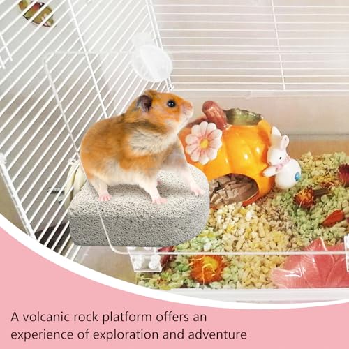 4 Pack Hamster Climbing Ledge Platform Lava Ledges for Rats Hanging Pet Chewing Grinding Toys Small Animal Cage Accessories for Gerbil Guinea Pig Rat Mouse (Small,Gray) - size: Small