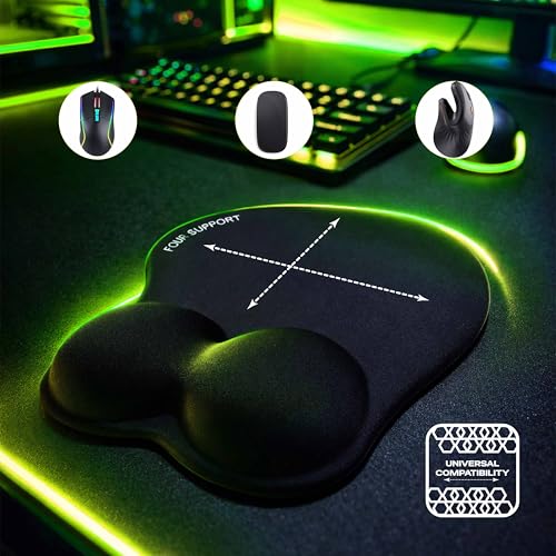 Ergonomic Gel Mouse Pad with Wrist Rest for Pressure-Relief – Orthopedic Style Wrist Support, Physiotherapist Brand 10.1L x 8.5W inches