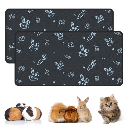 2-Pack Guinea Pig Cage Liner Washable, 24in x 47in Ultra-Absorbent Guinea Pig Bedding for Cage Non-Slip Leak-Proof Pee Pads for Dogs Rabbit Bunny Cat Litter Mat, Navy - color: Navy, size: 24" x 47", 2pcs