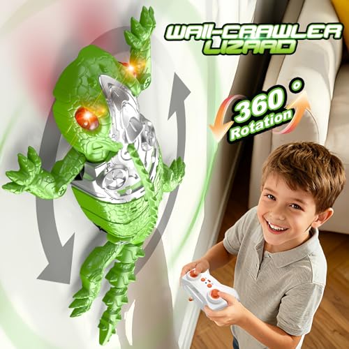 2026 Wall Crawler Gecko, Rechargeable Remote Control Robot Kids Toys, Gecko Wall Climbing Toy for Kids, Birthday, Easter, Christmas & Festival Gifts for Boys, Girls | Wall Climbing Toy with Gift Card for Kids, Boys, Girls, Halloween Toys, Birthday Gift (G