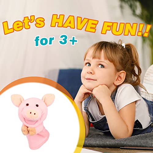 Easfan Pink Pig Hand Puppet with Movable Mouth Plush Toy for Kids 10" | Role play preschool teaching, cute Pig stuffed animal, creativity imagination, Easter Christmas birthday holiday gift - style: Pig