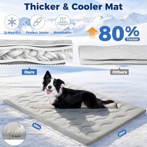 2026 Q-MAX＞0.5 Double-Sided Arc-Chill Dog Cooling Mat 36"×23" | Upgraded Ice Cool Fiber, Washable Thicken Waterproof, Self-Cooling Crate Pad for Dog&Cat, All-Season Use - size: Medium