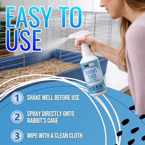 Rabbit Cage Odor Eliminator & Cleaner Spray, 32oz – Made in USA | Targets tough urine, ammonia and bedding odors; fast-drying, non-toxic formula for bunny cages and habitats.