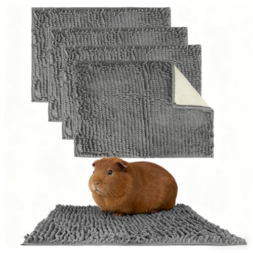 5 Pcs Guinea Pig Cage Liner 16 x 24 Inch Dark Gray Guinea Pig Bedding Washable Training Mat Reusable Small Animal Sleeping Pee Pads for Bunny Hamster