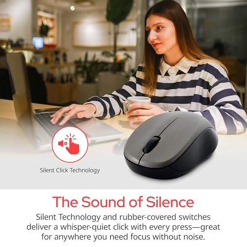 Verbatim 2.4G Wireless LED Silent Mouse - Noiseless and Silent Click Computer Mouse with Nano Receiver for Mac and PC - Silver - style: Silver Mouse