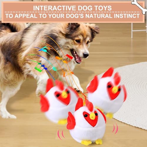 BABORUI Interactive Dog Toys Rooster, Jumping Squeaky Dog Toys with Recording and Music Modes, Rechargeable Moving Dog Chew Toys for Small/Medium/Large Dogs to Keep Them Busy(Rooster) - color: Rooster