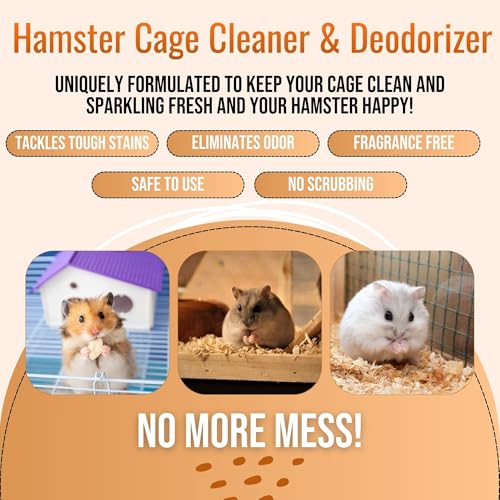 Hamster Cage Odor Eliminator & Cleaner Spray, 32oz – Made in USA | Eliminates urine odors and everyday messes in hamster cages and habitats with a pet-safe formula.