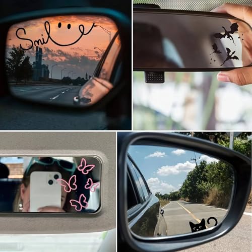 2Pcs Bat Vinyl Sticker and Decal Car Rearview Mirrors Window Decor | Bat Car Accessories Cute Stickers for Bathroom Decal,Computers,Water Bottle Decal Gifts for Women,Men - color: Bat