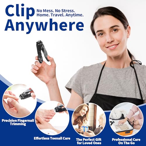 No Mess Nail Clippers with Catcher - Self-Collecting Fingernail & Toenail | Patented anti-splash catcher. Professional ultra-sharp stainless steel blades. Rust-resistant. Great for gifting & travel. - color: Champagne