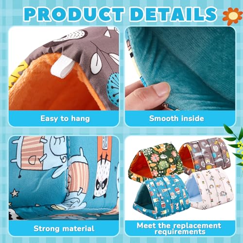 Cinnvoice 4 Pcs Guinea Pig Hideout, Guinea Pig Bed Tunnel, Rabbit Washable Small House Cage Accessories for Bunny Hedgehog Mouse Chinchillas Hamsters Ferrets Bearded Dragons Rats(Forest,9.8 in) - size: 9.8 in, style: Forest
