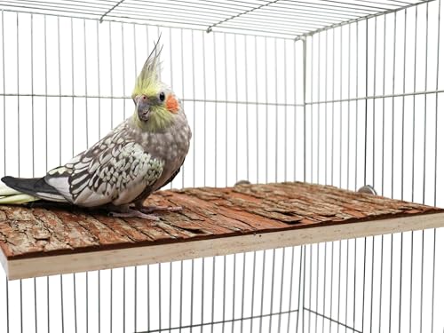 15.7 × 11.8 inch Large Bird Perch Stand Platform, Natural Wooden Small Animals Cage Accessories, Rectangle Stand Perch Shelf for Parrot Parakeet Cockatiel Rat Hamster Guinea Pig Conures Chinchillas - size: 15.7 × 11.8 inch