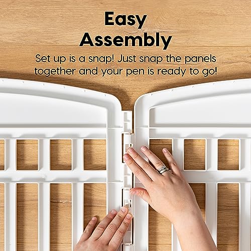 IRIS USA 8-Panel Dog Playpen, Pet Enclosure, White | Puppy Training, Multi-Shape Setup, Flexible Boundary, Configurable Layout, Tool-Free Assembly, Stable Non-Tip Base - color: White, size: 8 Panel - 24" H