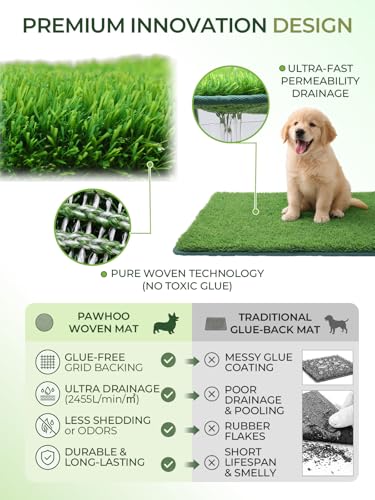 1.2'' Thick Woven Fake Grass Mat for Dog, Glue-Free Artificial Turf Potty Training Pad with Fast Drainage, Machine Washable Pet Pee Pad, Indoor Outdoor Non-Toxic Rug (Small) - size: 20'' x 25'' (Small)