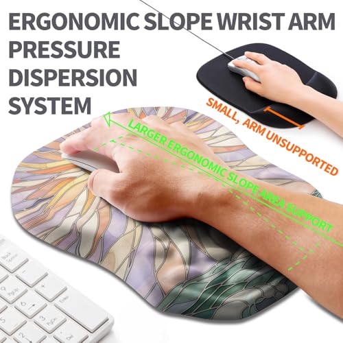 Ergonomic Slope Mouse Pad Wrist Support, Wrist Rest Mousepad for Carpal Tunnel Pain Relief with Massage Bulge and Slow Rebound Memory Foam (12x8 inch, Sun God) - color: AM045-Sun God