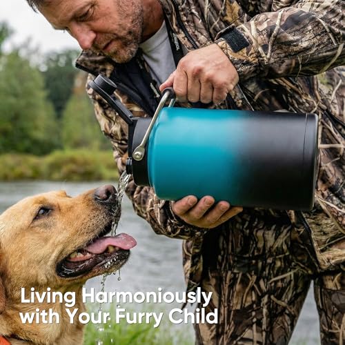 Fijinhom One Gallon Insulated Water Bottle for Travel: 2-in-1 Straw and Spout Lid, Keep Cold 24Hrs, Leakproof, 128oz Water Jug With Handle, Vacuum Stainless Steel for Sports, Hiking, Trip(Black&Blue) - color: Indigo/Black, size: 128 Ounces