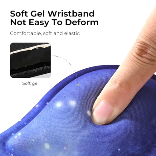 EooCoo Mouse Pad with Gel Wrist Rest, Ergonomic Mousepad Wrist Alignment | Middle Concave Design for Natural Wrist Alignment, Non-Slip Base Mousepad, Carpal Tunnel Relief, Office Desk Accessories - color: Galaxy Purple