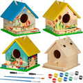 Liliful 6 Sets Wooden DIY Birdhouse Kit, Unfinished Bird Houses with Paints and Paintbrushes, Bird Feeder Craft Arts for Kids Ages 4-8, 8-12, Classroom Activity and Adults Wooden Craft Gifts