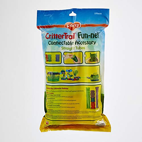 Kaytee CritterTrail Fun-nel 5-Pack Straight Hamster Tubes | Expand play space. Hamster tunnels for habitat expansion. Small animal tubes & tunnels, easy-clean, comfort grip - size: 5-Pack Straight Tubes Kit