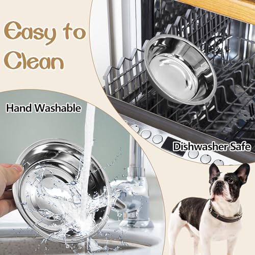 kathson 12 PCS Small Stainless Steel Dog Bowls, Replacement Metal Puppy Food Water Bowl Set Suit for Indoor Outdoor, Pet Feeding Dish for Small Animals Kitten, Dishwasher Safe (4.3 in) - size: 4.3 in dia.