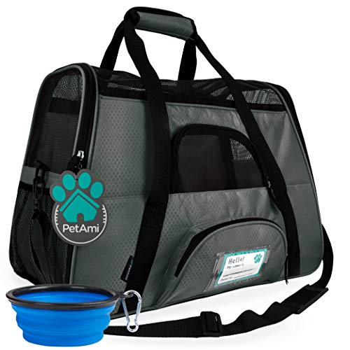 PetAmi Airline Approved Pet Carrier for Cats & Small Dogs, Small, Dark Gray | Soft Sided TSA Travel Bag, Sherpa Bed, Breathable Mesh Ventilation, Collapsible Bowl, Fits Under Seat, Up to 18 lbs - color: Dark Gray, size: Small - 17"L x 10.2"W x 11.2"H