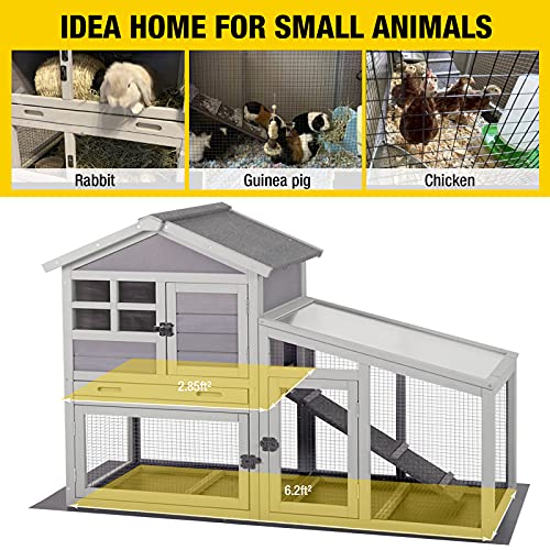 Aivituvin Rabbit Hutch Outdoor Chickecn Coop Indoor Bunny Cage with Pull Out Tray,Upgrade Version,Removable Bottom Wire Mesh 53.4" L x 23.6" W x 38.1" H - color: Deep Grey