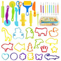Kleeblatt Dough Tools Set for Kids - 37 Pcs Playdough Kit | 18 animal molds, 9 Basic Dough Tools, 9 Double-Headed Clay Carving Tools, 1 Cleaning Brush, Exquisite Box - color: KT-DoughTools-8
