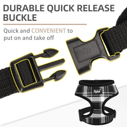 PUPTECK Soft Mesh Dog Harness and Leash Set Pet Puppy Cat Comfort Padded Vest No Pull Harnesses, Black, S - color: Black, size: S (NECK: 12", CHEST: 14"-18")