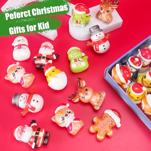 24PCS Christmas Squishy for Party Favors Gifts, Stress Relief Toys for Goodie Bags Pinata Fillers, Stocking Stuffer for Kids, Treasure Box Carnival for Prizes Rewards, Fidget Squeeze Advent Calendar - style: Christmas