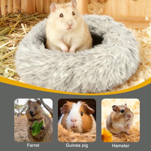 2-Pack Guinea Pig Backpack and Burrowing Bed, Portable Small Animal Cage with Bubble Clear Window, Plush and Fluffy Hideaway Pet Bed for Piggies, Hamster - color: Black