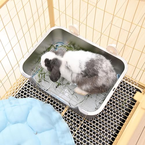 Stainless Steel Sifting Litter Box for Rabbit (M) - size: Medium