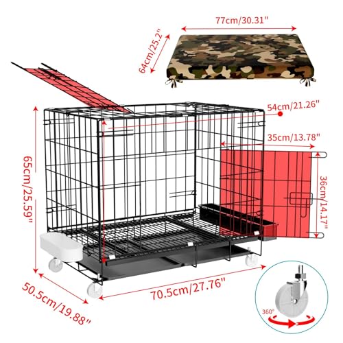 STILLCOVE Small Chicken Cage Outside, with Waterproof Cover & Bowls | with Removable Trays, Universal Wheels, Small Animal Enclosure for Rabbit, Bunny, Cat, Kitten, Dog, Guinea Pig, Ferret, Duck