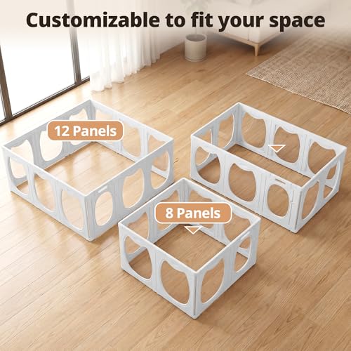 Clear PET Dog Playpen Indoor, 8-Panel Heavy-Duty Transparent Puppy Playpen, Modular Pet Fence Enclosure for Small Medium Dogs, Easy to Assemble (White, 24 Inch H, 8 Panels) - color: White